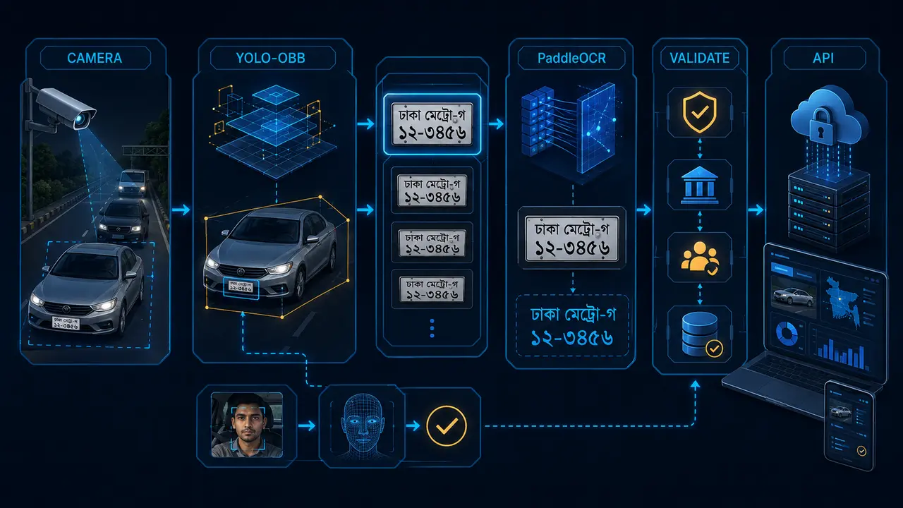 Bangla ANPR & Vehicle Verification project workflow and system architecture