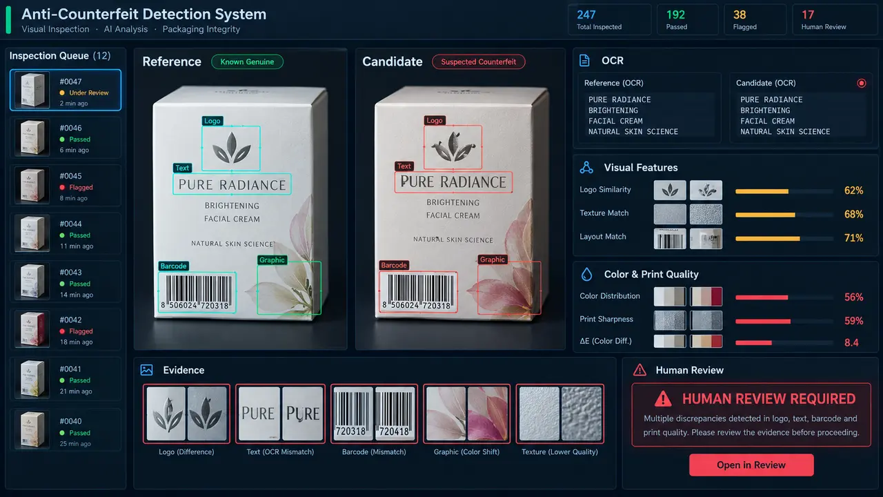Anti-Counterfeit Detection System project workflow and system architecture