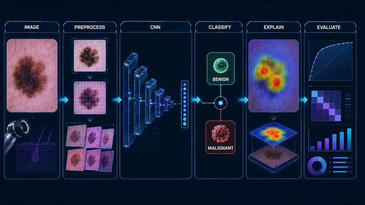 Skin Cancer Detection Using Computer Vision project workflow and system architecture