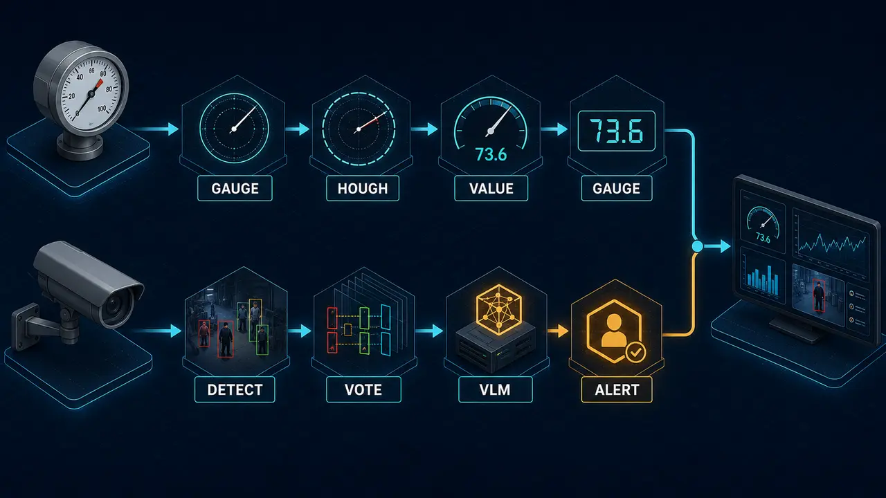 Analog Gauge Digitization & VLM-Verified Threat Detection project workflow and system architecture